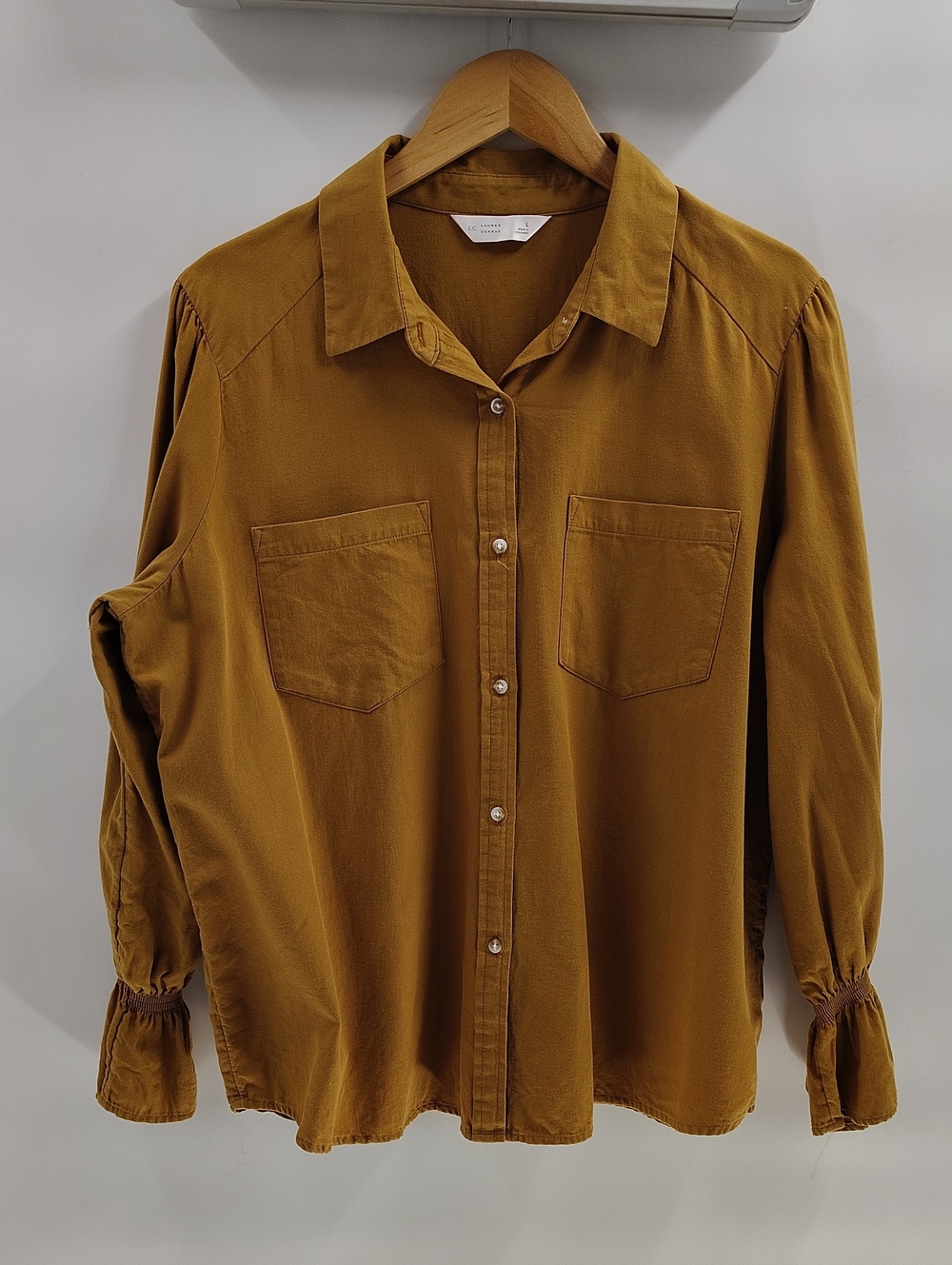 LC Lauren Conrad Button Down Blouse Mustard 100% Cotton  Large